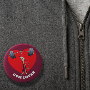 Cute Meerkat Gym Lover Funny Weightlifting Cartoon 2 Inch Round Button