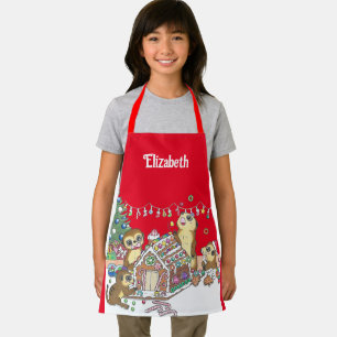 Cute Meerkat Holiday Gingerbread house Kid's Apron