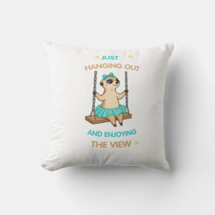 Cute Meerkat Just Hanging Out and Enjoying the Vie Throw Pillow