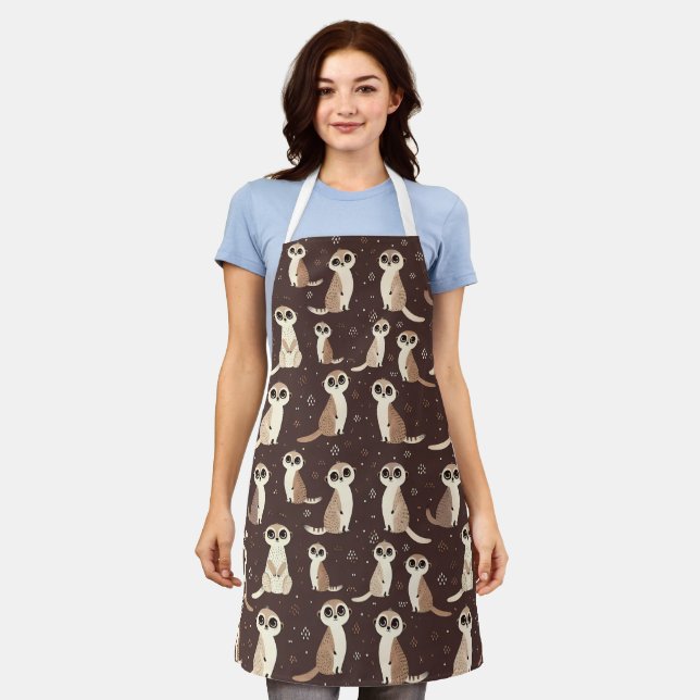 Cute Meerkat Pattern Apron (Worn)