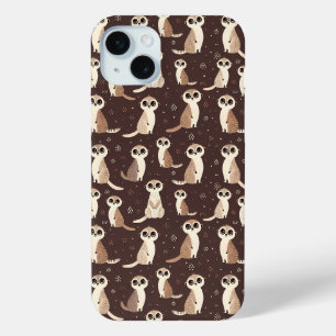 Cute Meerkat Pattern iPhone 15 Mini Case