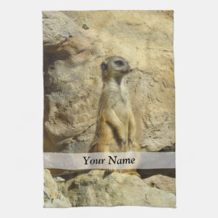 Cute meerkat photograph kitchen towel
