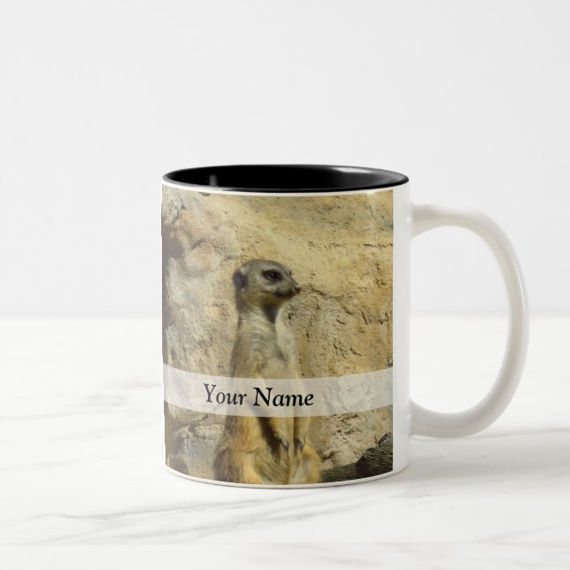 Cute meerkat photograph Two-Tone coffee mug (Right)