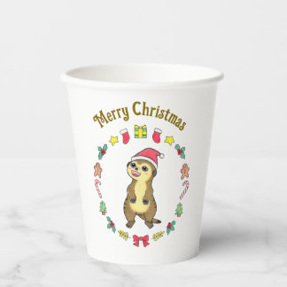 Cute Meerkat Santa hat Christmas Paper Cups