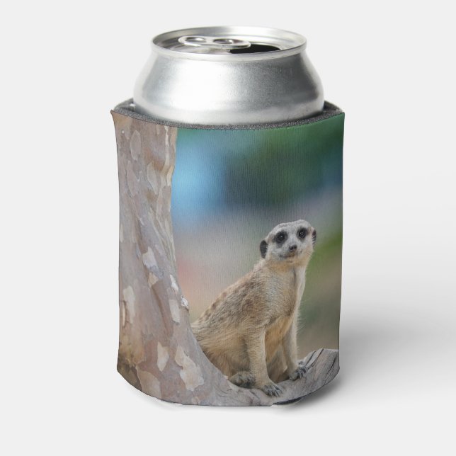 Cute Meerkat Sat on Tree Can Cooler (Can Back)