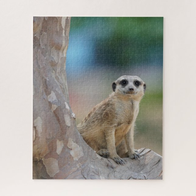 Cute Meerkat Sat on Tree Jigsaw Puzzle (Vertical)