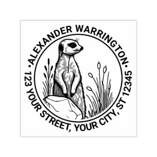 Cute Meerkat Standing #1 Name Return Address Self-inking Stamp