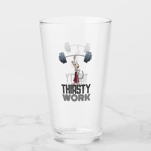  Cute Meerkat Thirsty Work Weightlifting Cartoon Glass (Front)