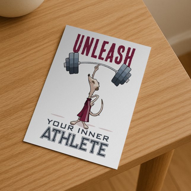 Cute Meerkat Unleash Your Inner Athlete Cartoon Postcard (Creator Uploaded)