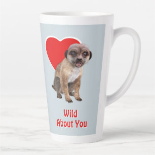 Cute Meerkat Wild About You Red Heart Love Latte Mug