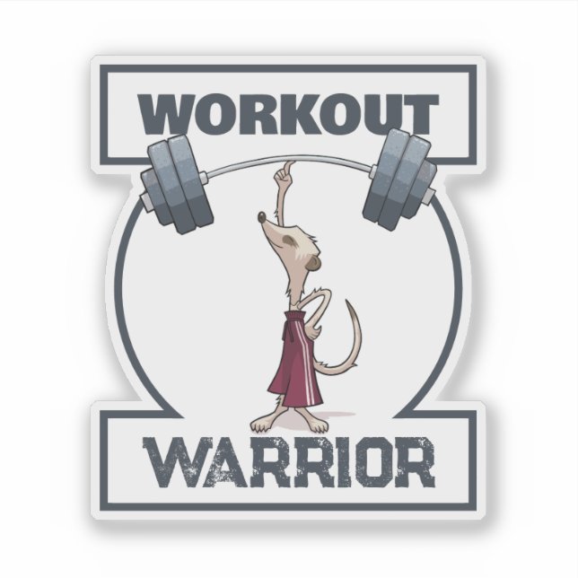 Cute Meerkat Workout Warrior Weightlifting Cartoon (Front)