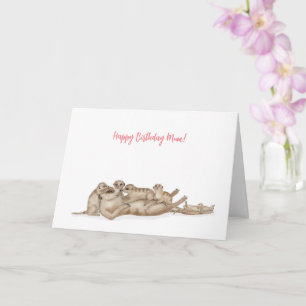 Cute meerkats birthday card for mum