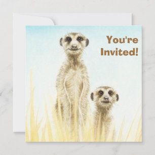 Cute Meerkats Birthday Party Invitation