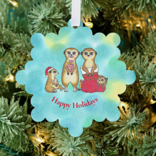 Cute  Meerkats Cartoon Christmas Paper Ornament  Card