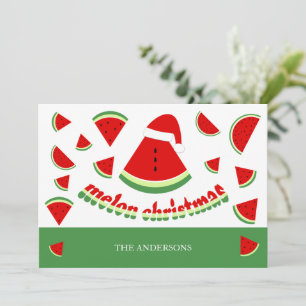 Cute Melon Merry Christmas Illustration Holiday Card