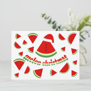 Cute Melon Merry Christmas Illustration Holiday Card