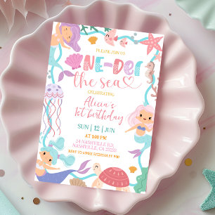 Cute Memaid Oneder the Sea Birthday invitation