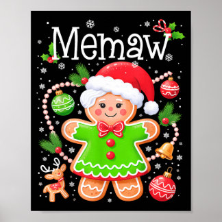 Cute Memaw Gingerbread Family Matching Christmas Poster
