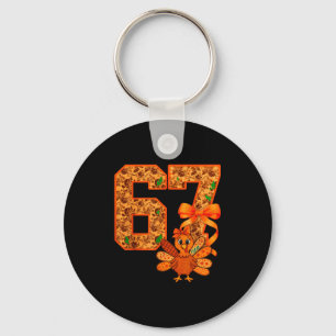 Cute Meme 67 Coquette Bow Turkey Thanksgiving Aest Keychain