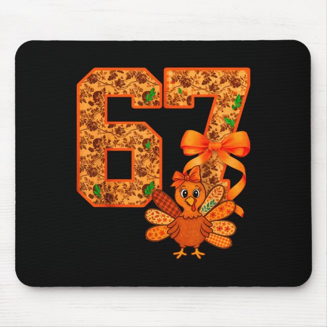 Cute Meme 67 Coquette Bow Turkey Thanksgiving Aest Mouse Pad (Front)
