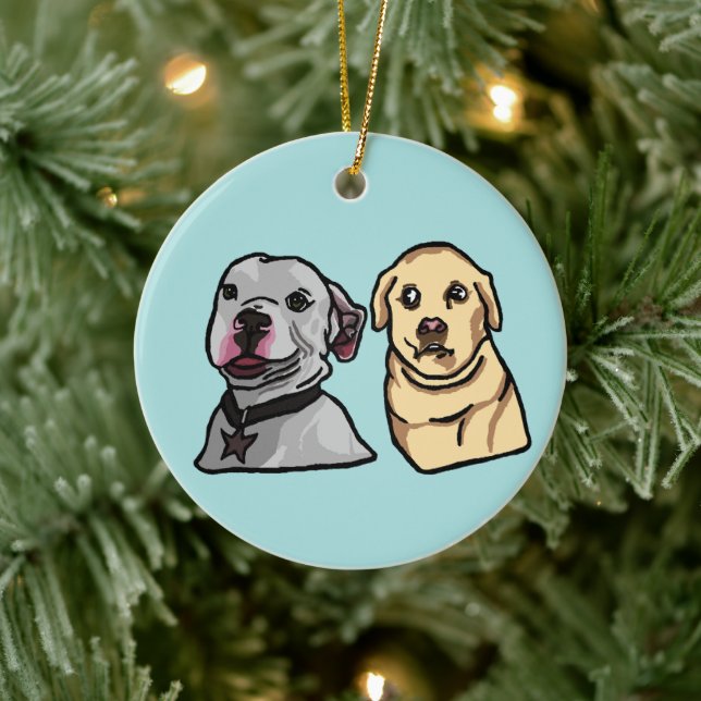 Cute Meme Dogs Ceramic Ornament (Tree)