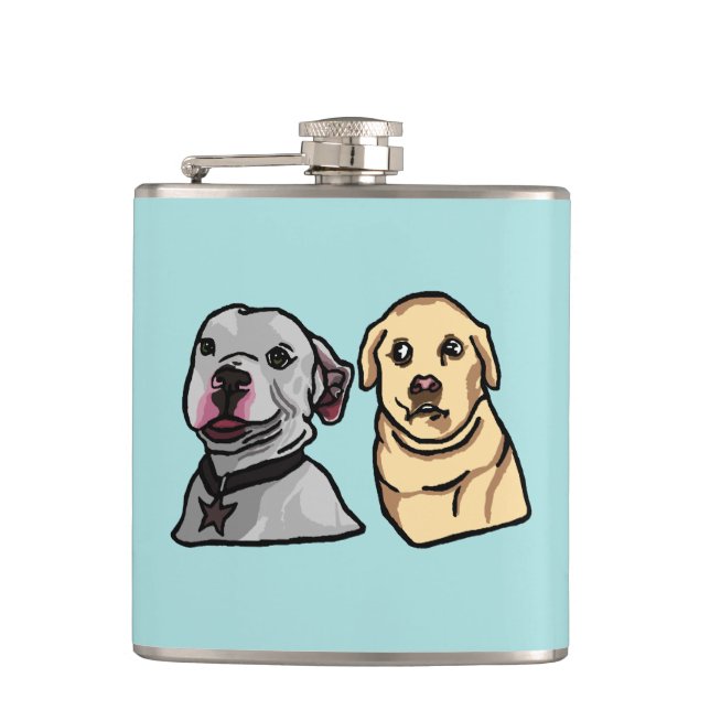 Cute Meme Dogs Hip Flask (Front)