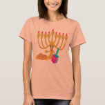 Cute Menorah & Dreidel T-Shirt<br><div class="desc">Pretty T-Shirt Dress for a Hanukkah Party, Featuring Cute Menorah & Dreidel Design</div>