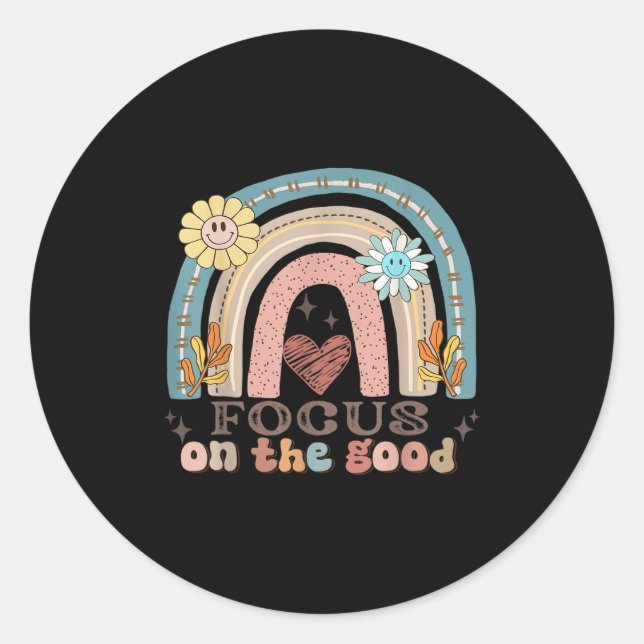 Cute Mental Health Awareness Focus On The Good Bra Classic Round Sticker (Front)