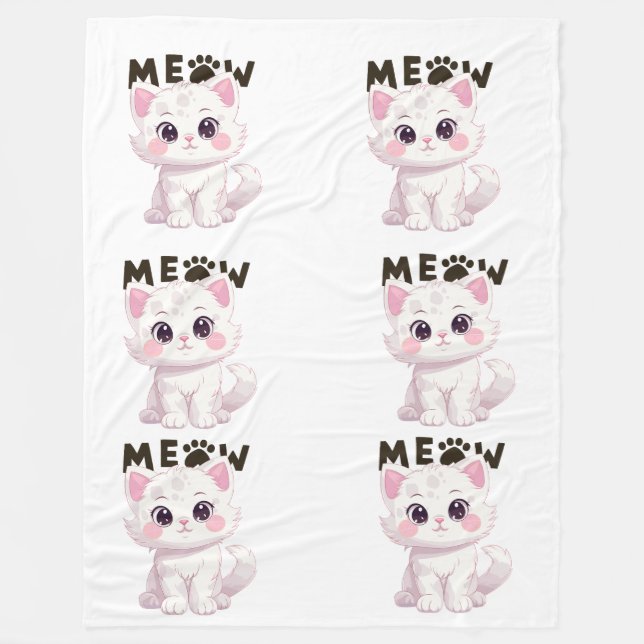 Cute Meow Cat Blanket  (Front)