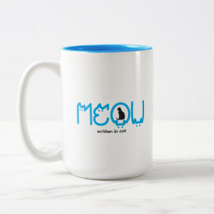 Cute MEOW Cat Mom Minimalist Two-Tone Coffee Mug