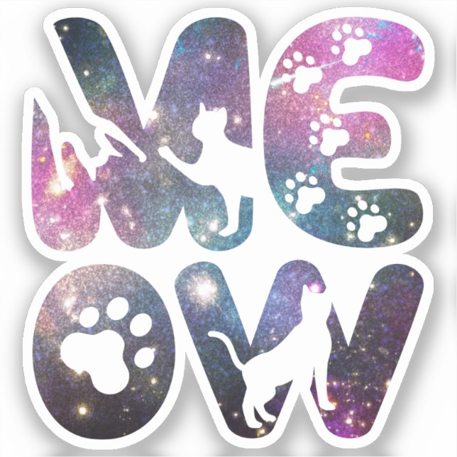Cute Meow Cat Silhouettes and Cat Paw Prints (Front)