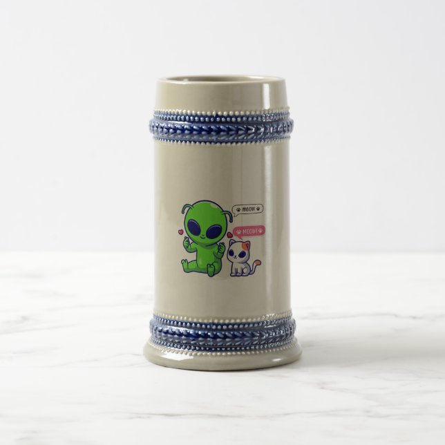 CUTE MEOW CAT WITH ALIEN  BEER STEIN (Center)