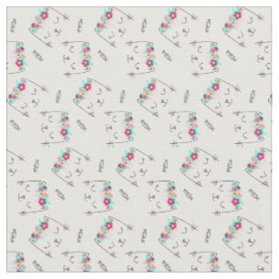 Cute Meow Cat with Floral Halo Fabric