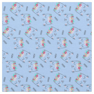 Cute Meow Cat with Floral Halo Fabric