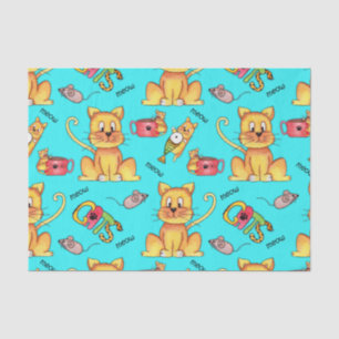 Cute Meow Cats Aqua Tissue Paper