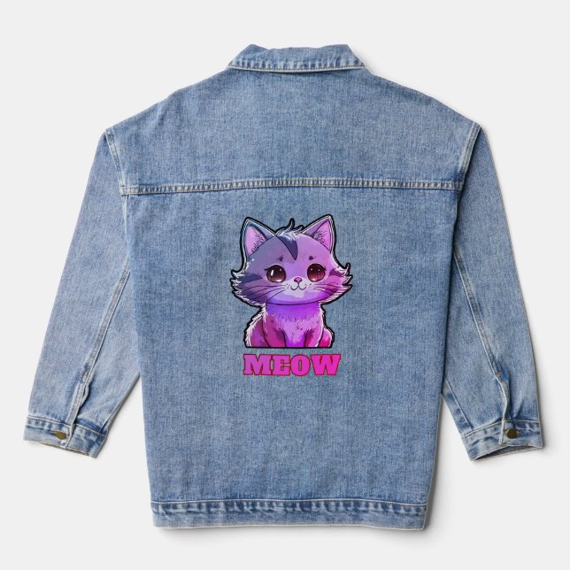 Cute Meow Denim Veste (Verso)