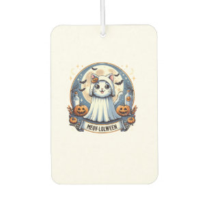Cute Meow-lolween Cat in Ghost Costume Halloween A Air Freshener