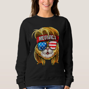 Cute Meowica Cat Mullet American Flag Patriotic 4t Sweatshirt