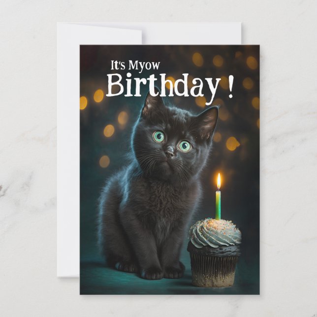 Cute Meowy Birthday Invitation, Customizable  Invitation (Front)