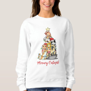 Cute Meowy Catmas Cat Christmas Tree Sweatshirt