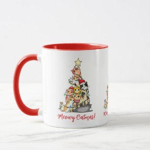 Cute Meowy Catmas Cats Christmas Tree Mug