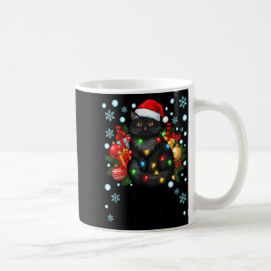 Cute Meowy Christmas Black Cat Santa Hat Xmas Wome Coffee Mug