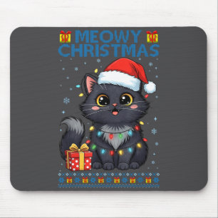 Cute Meowy Christmas Cat – Kawaii Holiday Kitty Te Mouse Pad