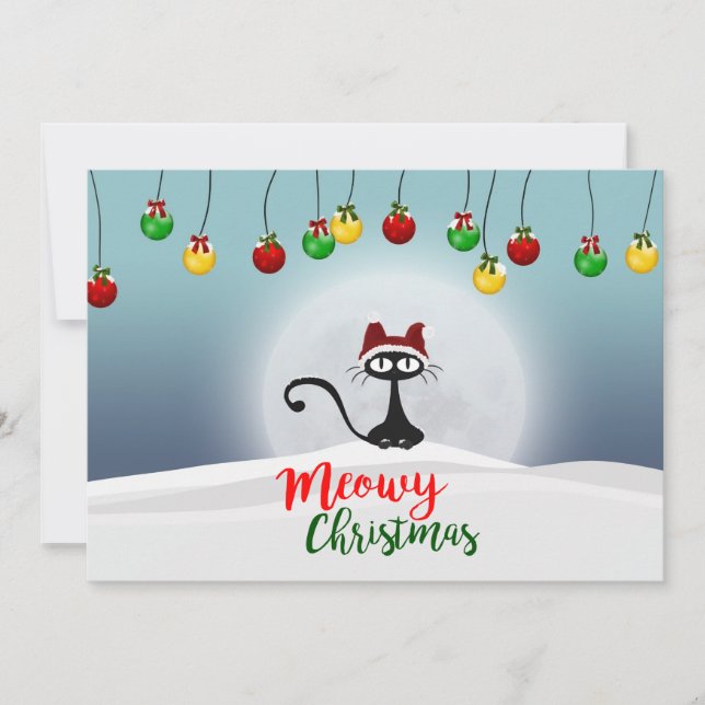 Cute Meowy Christmas Flat Holiday Card (Front)