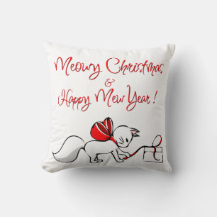Cute Meowy Christmas Kitties Throw Pillow