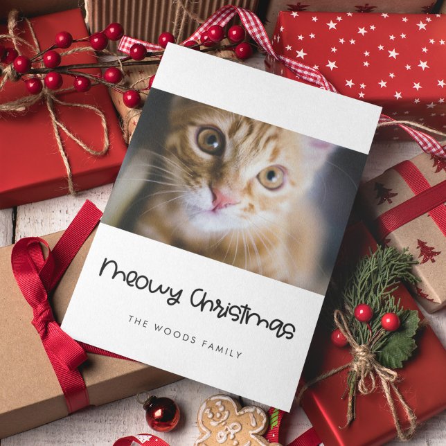 Cute Meowy Christmas Pet photo Holiday Card (Creator Uploaded)