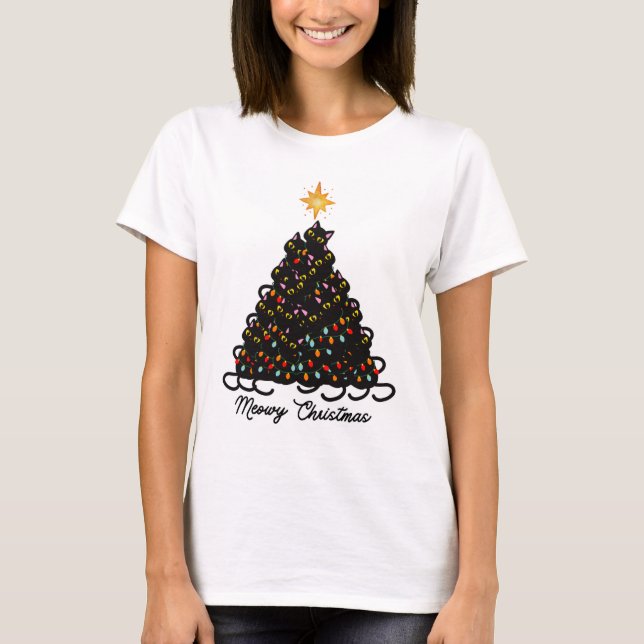Cute Meowy Christmas T-Shirt (Front)
