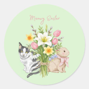 Cute Meowy Easter Cat Classic Round Sticker