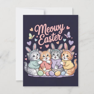 Cute Meowy Easter Cats Bunny Ears Card
