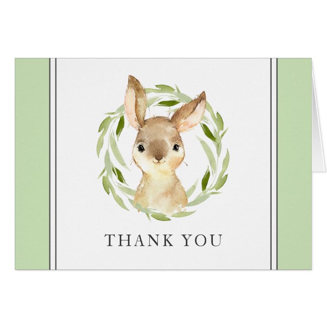 Cute Merci de lapin d'aquarelle (Devant horizontal)